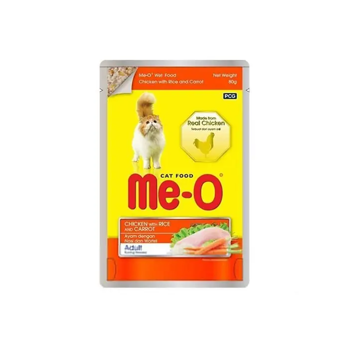ME-O POUCH TAVUK ETLİ PİRİNÇLİ HAVUÇLU YAŞ KEDİ MAMASI 80GR
