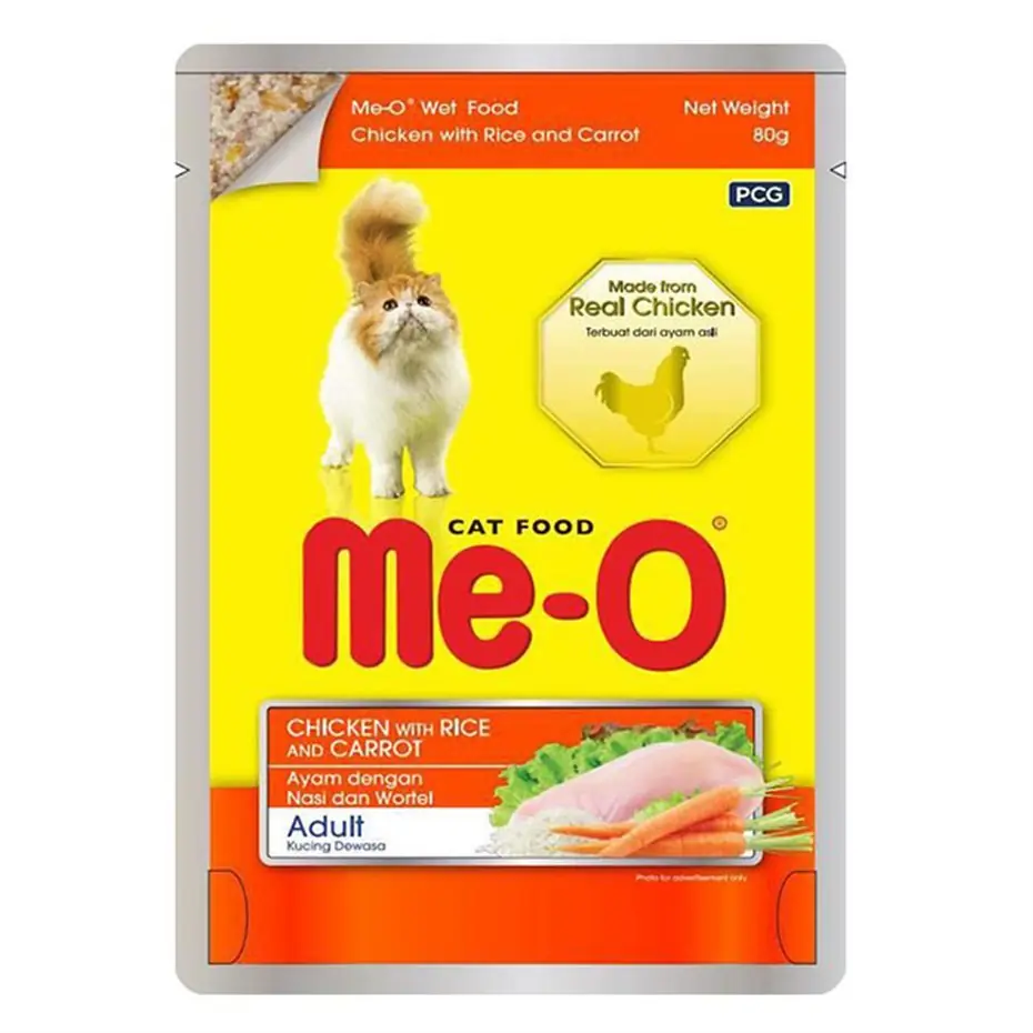 ME-O TAVUKLU PİRİNÇLİ VE HAVUÇLU YETİŞKİN YAŞ KEDİ MAMASI 80GR