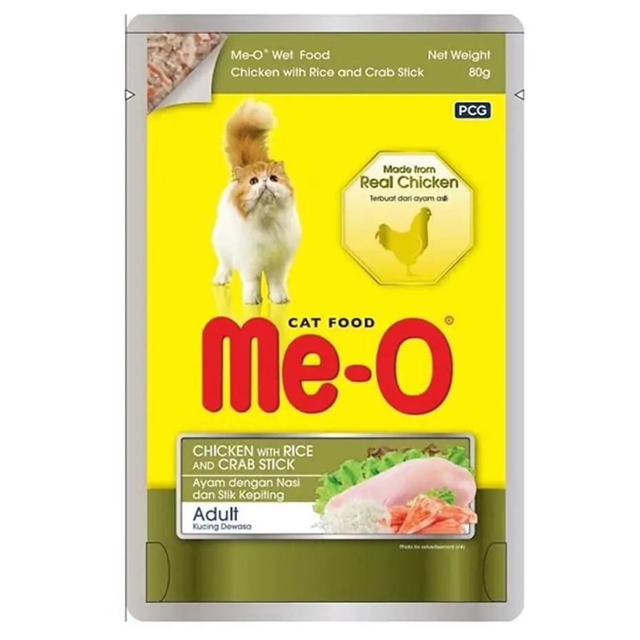ME-O TAVUKLU PİRİNÇLİ VE YENGEÇLİ YETİŞKİN KEDİ KONSERVESİ 80GR