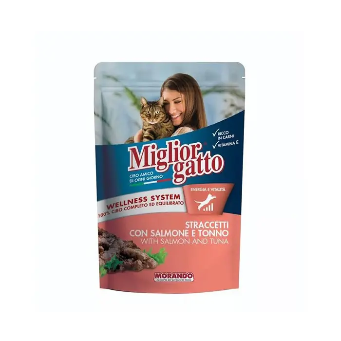MİGLİOR GATTO POUCH SOMON VE TON BALIKLI YETİŞKİN KEDİ YAŞ MAMASI 100GR
