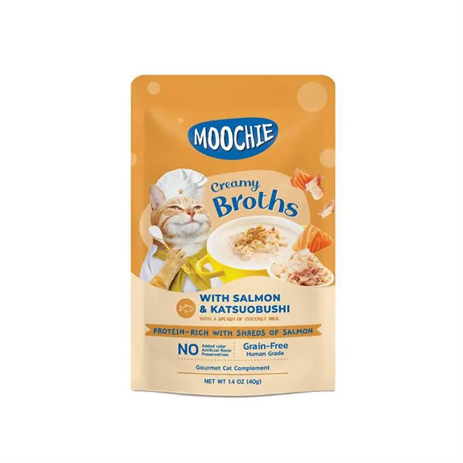 MOOCHİE PARÇA SOMONLU VE KATSUOBUSHİLİ TAHILSIZ KEDİ ÇORBASI 40GR