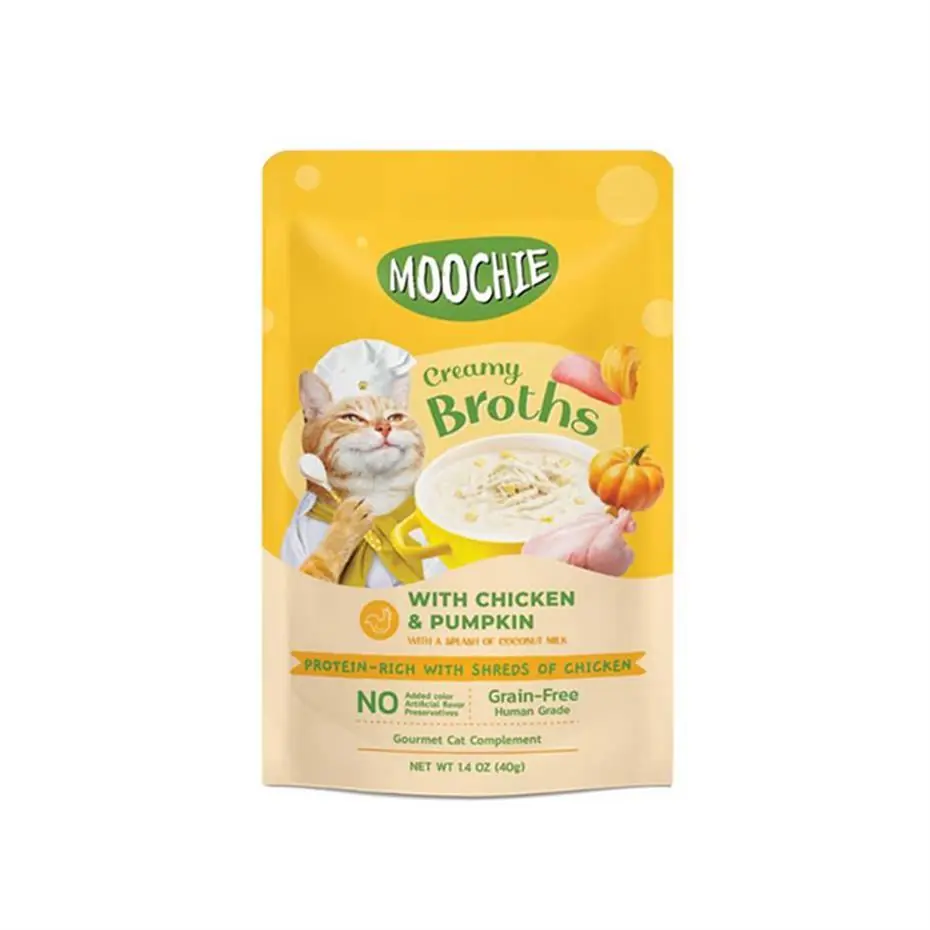 MOOCHİE PARÇA TAVUK ETLİ VE BAL KABAKLI TAHILSIZ KEDİ ÇORBASI 40GR