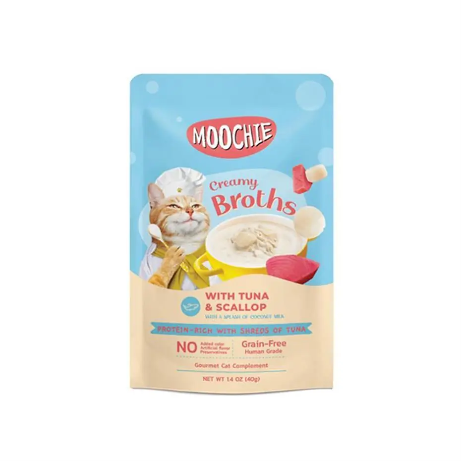 MOOCHİE PARÇA TON BALIKLI VE DENİZ TARAKLI TAHILSIZ KEDİ ÇORBASI 40GR