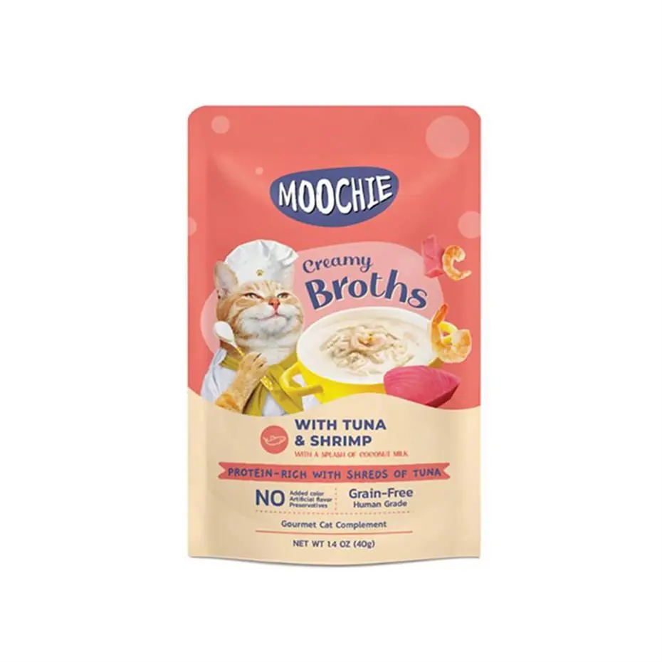 MOOCHİE TON BALIKLI VE KARİDESLİ KEDİ ÇORBASI 40GR