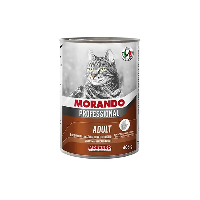MORANDO AV HAYVANLI VE TAVŞAN ETLİ YETİŞKİN KEDİ KONSERVESİ 405GR