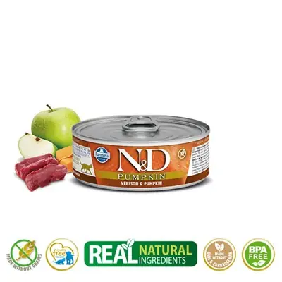 N&D BALKABAK GEYİK TAHILSIZ YETİŞKİN KEDİ KONSERVESİ 80G