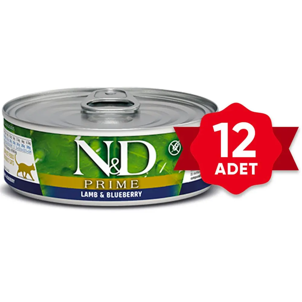 N&D KUZU ETLİ YABAN MERSİNLİ TAHILSIZ YETİŞKİN KEDİ KONSERVESİ 12X80G