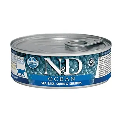 N&D OCEAN LEVREK MÜREKKEP BALIĞI YETİŞKİN KEDİ KONSERVESİ 80 GR
