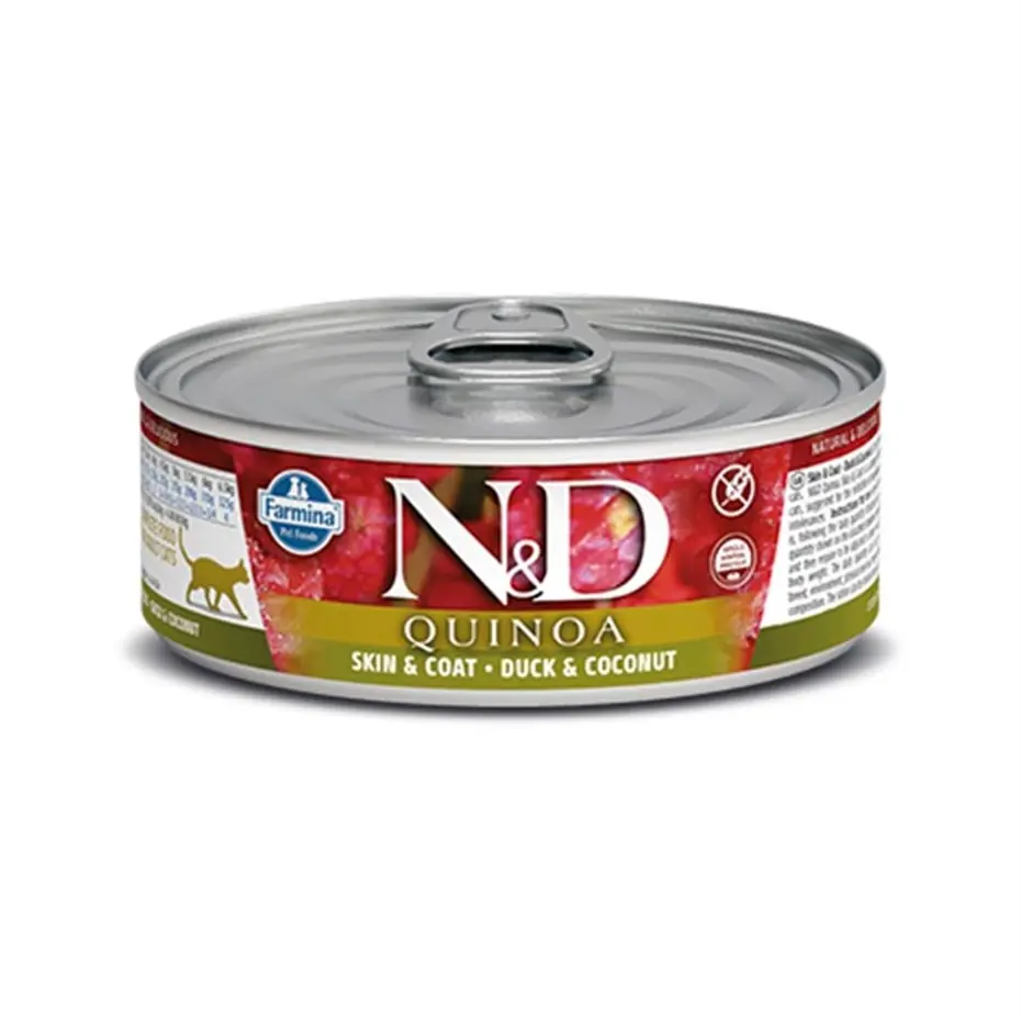 ND QUİNOA DERİ TÜY SAĞLIĞI DESTEKLEYİCİ ÖRDEK VE HİNDİSTAN CEVİZLİ KEDİ KONSERVESİ 80 GR