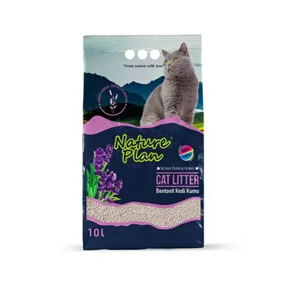 NATURE PLAN İNCE TANELİ LAVANTA KOKULU BENTONİT KEDİ KUMU 10 LT