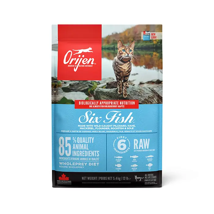 ORİJEN SİX FİSH BALIKLI TAHILSIZ KEDİ MAMASI 5.4 KG
