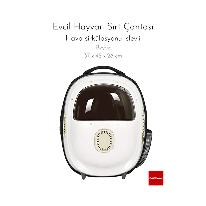 PAKEWAY KEDİLER İÇİN SIRT TAŞIMA ÇANTASI BEYAZ