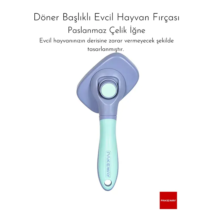 PAKEWAY T10 SERİSİ DÖNER BAŞLIKLI EVCİL HAYVAN FIRÇASI MAVİ-MOR