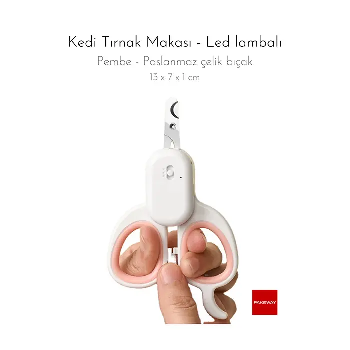 PAKEWAY TT SERİSİ LED LAMBALI KEDİ TIRNAK MAKASI KÜÇÜK BOY PEMBE