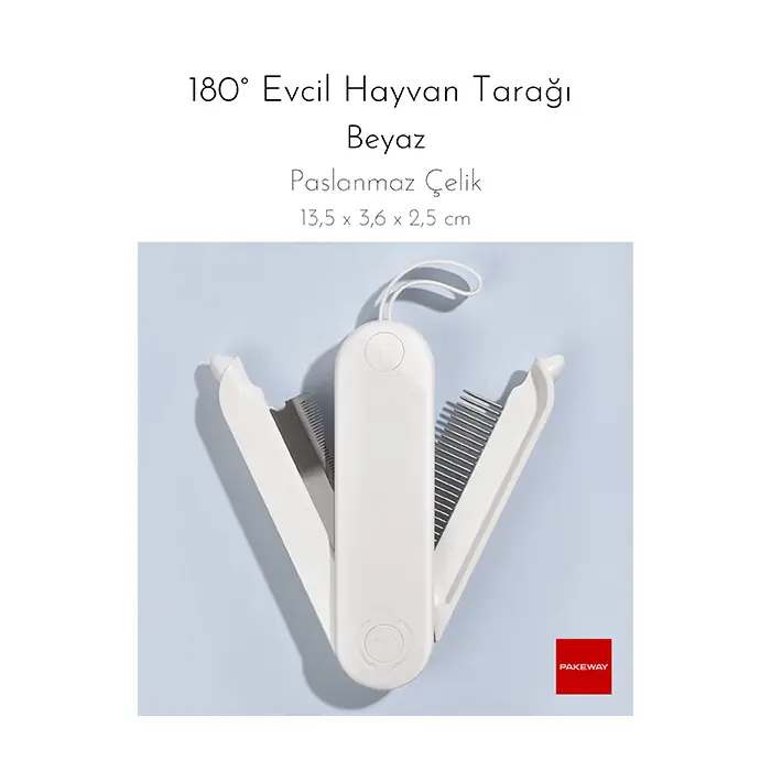 PAKEWAY TT SERİSİ SHADOW TAŞINABİLİR EVCİL HAYVAN TARAĞI BEYAZ