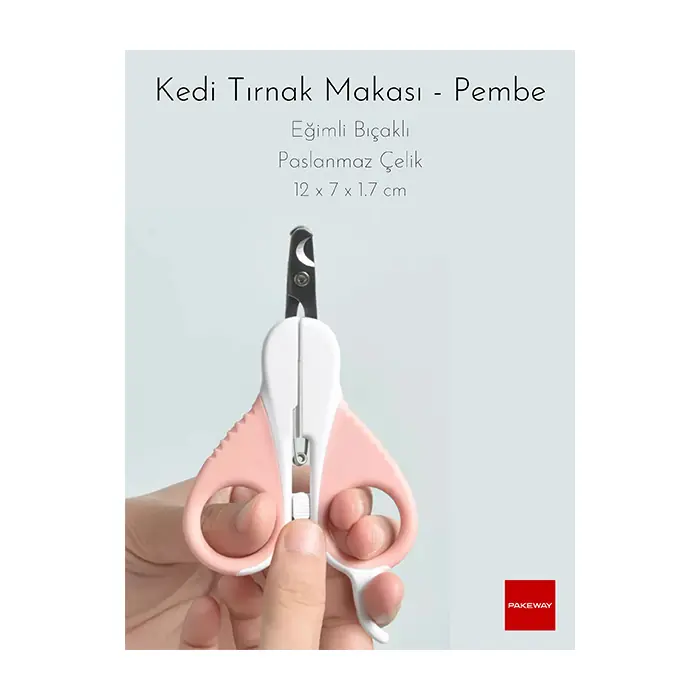 PAKEWAY TT SERİSİ YAYLI İNCE KIVRIK BAŞLI KEDİ TIRNAK MAKASI PEMBE