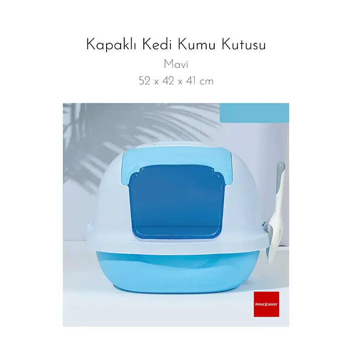 PAKEWAY TEK KAPILI KEDİ TUVALETİ MAVİ