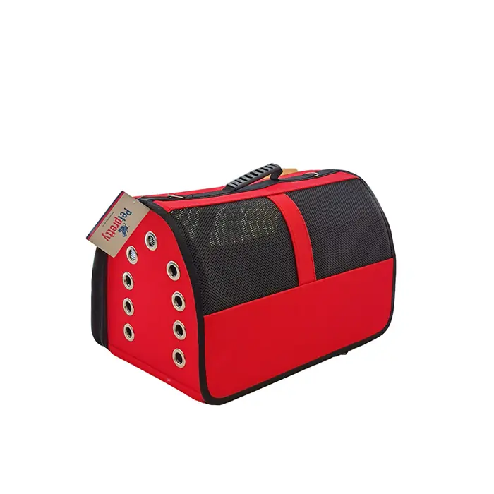 PET PRETTY BÜYÜK BOY FİLELİ TAŞIMA ÇANTASI KIRMIZI 30X30X49CM