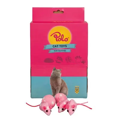 POLO BEYAZ BENEKLİ PEMBE FARE KEDİ OYUNCAĞI 4 CM