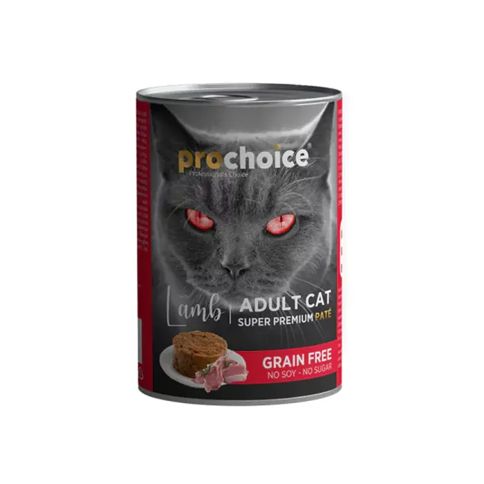 PRO CHOİCE KUZU ETLİ ŞEKERSİZ TAHILSIZ EZME YETİŞKİN KEDİ KONSERVESİ 400GR