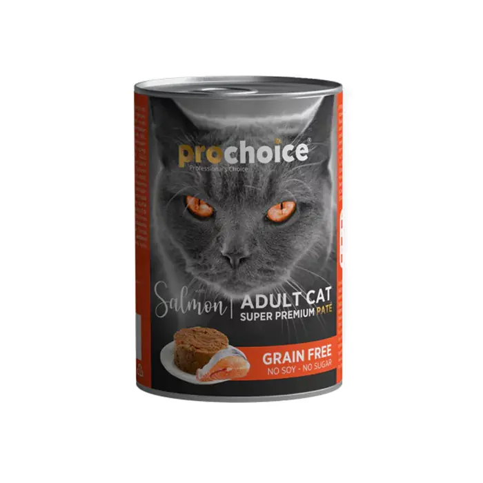 PRO CHOİCE SOMON ETLİ ŞEKERSİZ TAHILSIZ EZME YETİŞKİN KEDİ KONSERVESİ 400GR