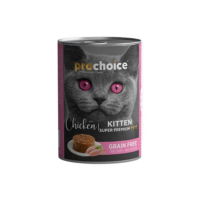 PRO CHOİCE TAVUK ETLİ ŞEKERSİZ TAHILSIZ EZME YAVRU KEDİ KONSERVESİ 400GR