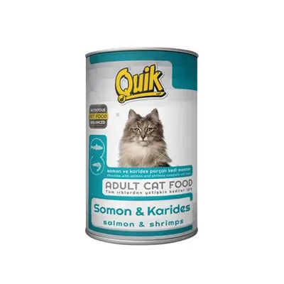 QUİK PARÇA ETLİ SOMON VE KARİDESLİ YETİŞKİN KEDİ KONSERVESİ 415 GR