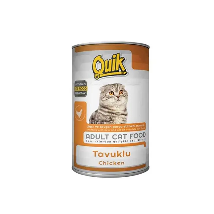 QUİK PARÇA ETLİ TAVUKLU YETİŞKİN KEDİ MAMASI 415 GR