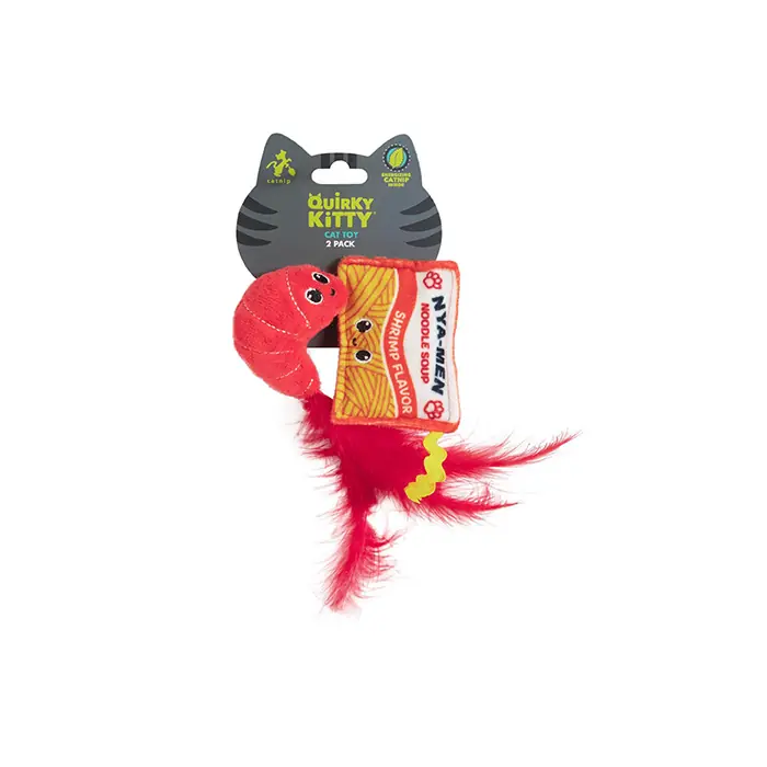 QUİRKY KİTTY SHRİMP RAMEN KEDİ OTLU VE MATATABİLİ 2'Lİ KEDİ OYUNCAĞI