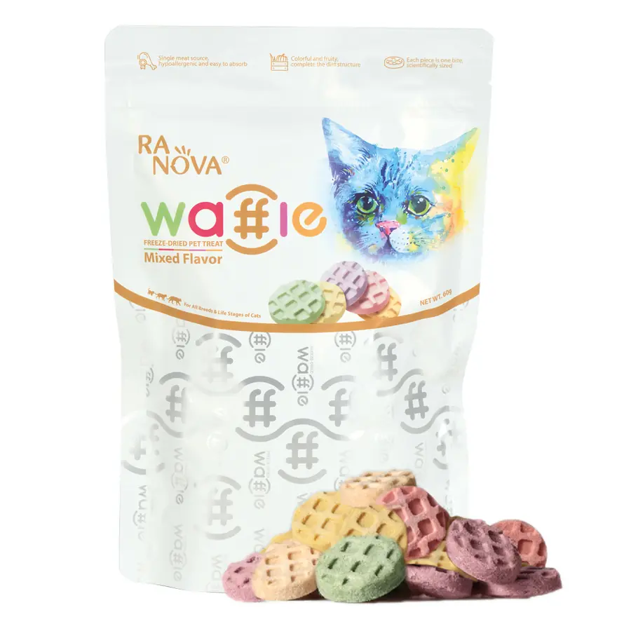 RANOVA KEDİLER İÇİN DONDURULARAK KURUTULMUŞ KARIŞIK LEZZET WAFFLE ÖDÜL 60GR