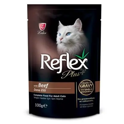 REFLEX PLUS BİFTEKLİ GRAVY SOSLU POUNCH KEDİ KONSERVESİ 100 GR