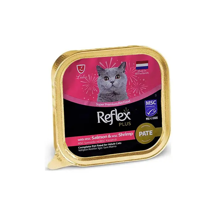 REFLEX PLUS PATE SOMON BALIKLI VE KARİDESLİ YAŞ KEDİ MAMASI 85GR