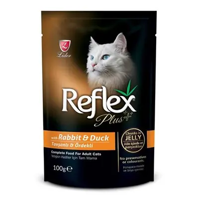 REFLEX PLUS TAVŞAN VE ÖRDEKLİ POUNCH KEDİ KONSERVESİ 100 GR