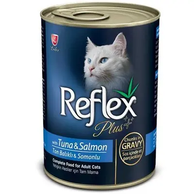 REFLEX PLUS TUNA VE SOMONLU SOSLU KEDİ KONSERVESİ 400 GR