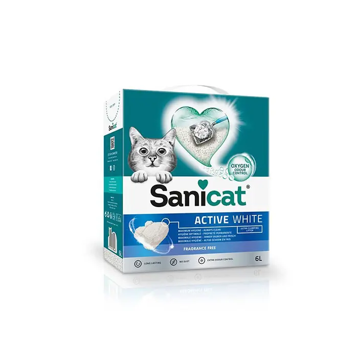 SANİCAT ACTİVE WHİTE TOPAKLANAN KEDİ KUMU KOKUSUZ 6LT