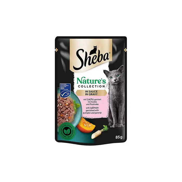 SHEBA NATURES BALKABAKLI SOMONLU KEDİ YAŞ MAMASI 85 GR