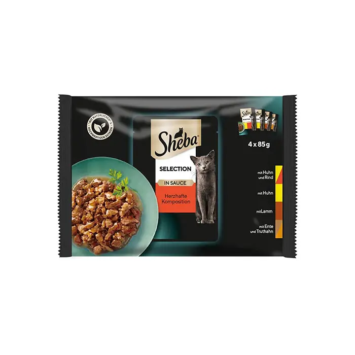 SHEBA POUCH ETLİ ÇEŞİTLER KEDİ YAŞ MAMASI 4LÜ PAKET