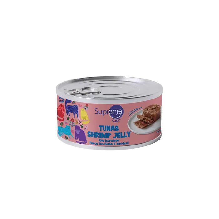 SUPREME JÖLELİ PARÇA ETLİ TONBALIKLI KARİDESLİ YAŞ KEDİ MAMASI 85GR