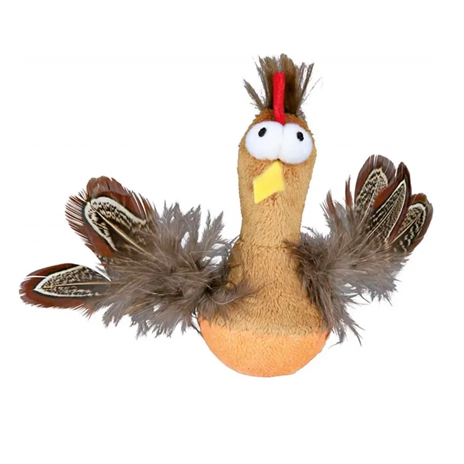 TRİXİE KEDİ OTLU PELUŞ VE TÜYLÜ TAVUK KEDİ OYUNCAĞI 10CM