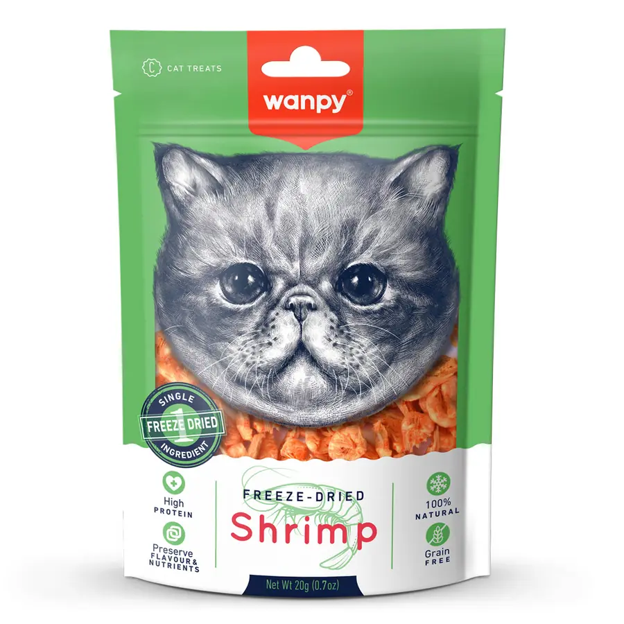 WANPY FREEZE-DRİED DONDURULARAK KURUTULMUŞ KARİDES KEDİ ÖDÜL MAMASI 20GR