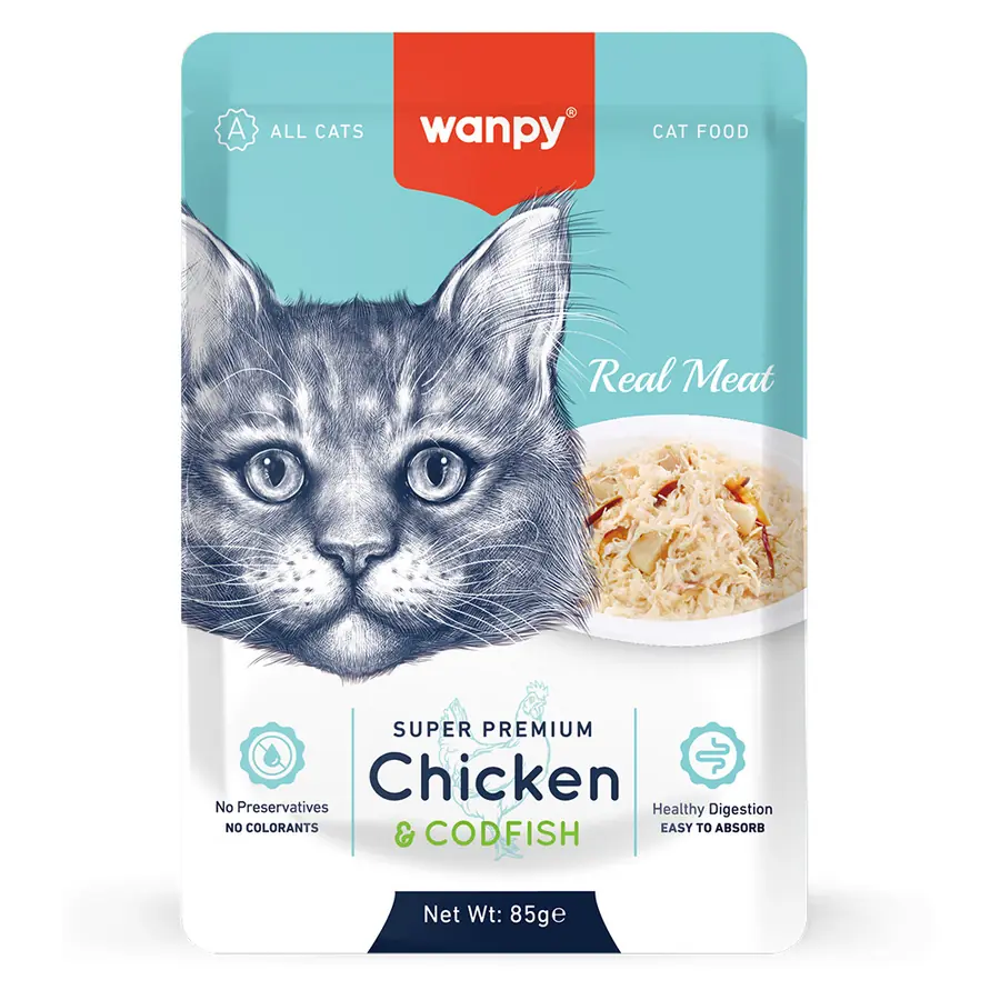 WANPY POUCH TAVUKLU VE MORİNA BALIKLI YAŞ KEDİ MAMASI 85GR