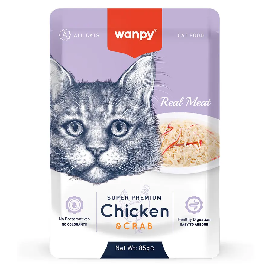 WANPY POUCH TAVUKLU VE YENGEÇLİ YAŞ KEDİ MAMASI 85GR