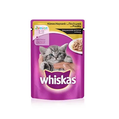 WHİSKAS POUCH GRAVY SOSLU KÜMES HAYVANLI YAVRU KEDİ YAŞ MAMASI 100 G