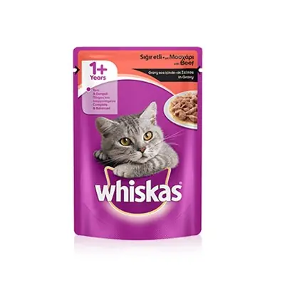 WHİSKAS POUCH GRAVY SOSLU SIĞIR ETLİ YAŞ KEDİ MAMASI 100 G