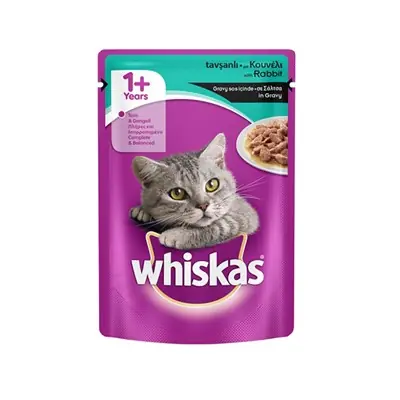 WHİSKAS POUCH GRAVY SOSLU TAVŞAN ETLİ YAŞ KEDİ MAMASI 100 G