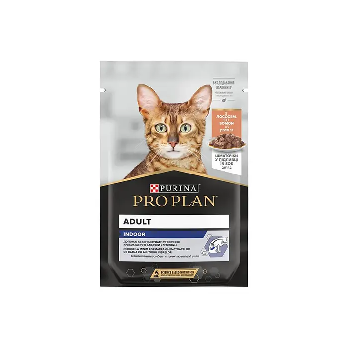 PRO PLAN POUCH INDOOR SOMONLU YETİŞKİN KEDİ KONSERVESİ 85GR