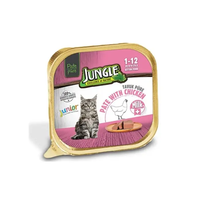 JUNGLE SÜTLÜ VE TAVUKLU EZME YAVRU KEDİ KONSERVESİ 100GR