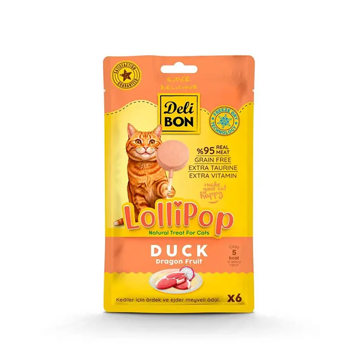DELİBON ÖRDEKLİ LOLİPOP KEDİ ÖDÜL MAMASI 6LI