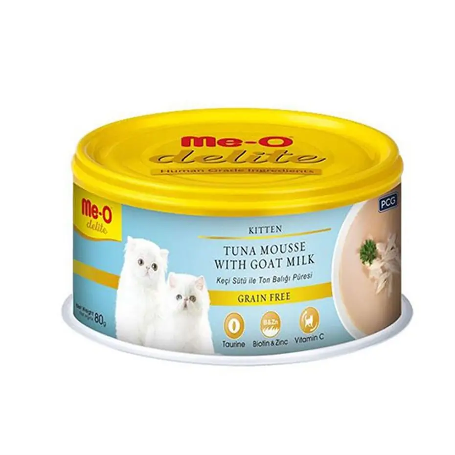 ME-O DELİTE KEÇİ SÜTLÜ TON BALIKLI TAHILSIZ EZME YAVRU KEDİ KONSERVESİ 80 GR