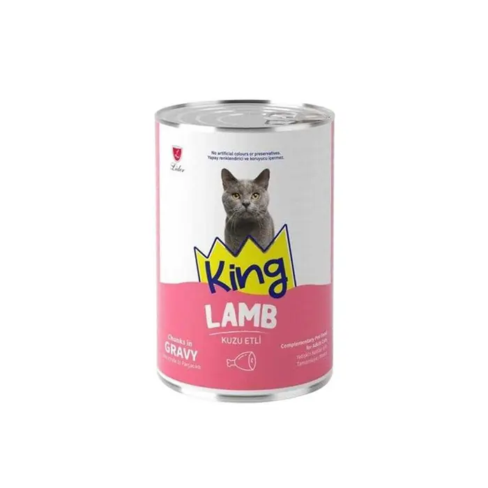 KİNG SOS İÇİNDE ET PARÇACIKLI KUZU ETLİ YETİŞKİN KEDİ KONSERVESİ 400 GR
